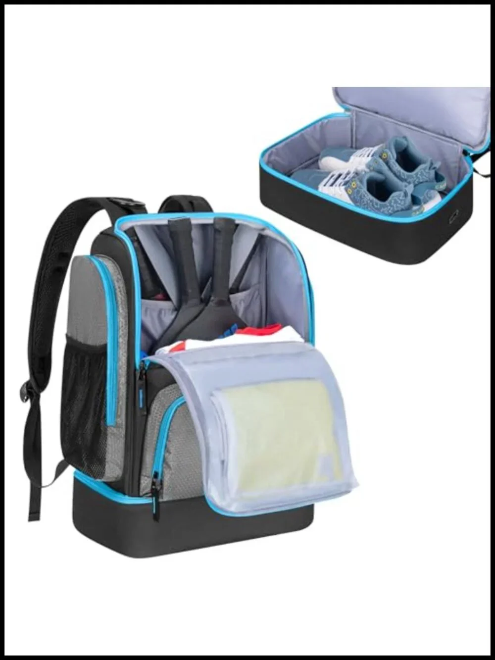 Pickleball Backpack for 4 Paddles with Shoe Compartment Nylon